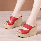 Super High Heel Slippers Women's Muffin Thick Soles Waterproof Table Fashionable Small Size 32-33 Slope Heel Sandals