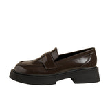 Women 2023 New Spring and Autumn Thick Bottom British Style Small Leather Shoes Casual Shallow Mouth Student Women
