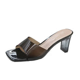 Shoes House Slippers Platform Women Heels Jelly Slides Med Mules Sexy 2023 High Transparent Soft Pumps Square heel