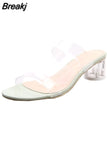 Wear Women's Crystal Heel Sandals Slippers 2023 Summer Transparent Plastic Open Toe Female Sandals Plus Size Party