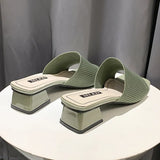 Women's Shoes Slippers Outdoor Summer New Fashion Knitted Stretch Open Toe Thick Sandals