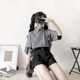 white shirts streetwear women blouses Harajuku cold wind bf woman clothes vintage summer tops shirt plus size
