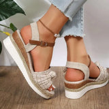 Wedge Sandals for Women Summer Peep Toe Non Slip Gladiator Shoes Woman Fashion Bowtie Platform Sandalias Mujer