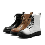 Breakj 2024 New Black High-Top British Style Round-Headed Men's Platform Martin