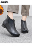 Flat Women's Shoes 2023 New Fashion Ankle Boots Retro Casual Plus Size Short Boots Zipper Solid Color Warm Flat