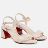 Breakj And Soft Leather 2025 Summer New Thick And Round Toe Solid Color Elegant Buckle Sandals