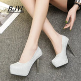 Summer High Heels Women's Super High Heels Sequined Women's Shoes Sexy Round Toe Single Shoes Women's Large Size