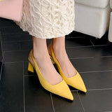 Size 33-40 Sandals Women 2023 Real Leather Close-Toe High Heels Summer Shoes For Women Chunky Heel Backsling