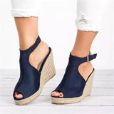 Large Size Beige Heeled Sandals Velvet Shoes Cross-Shoes Clogs Wedge 2024 Summer Espadrilles Platform Big Black High