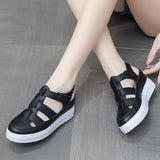 New Wedges Heels Platform Sandals Women Hollow Out Pu Leather Gladiator Sandals Woman Summer Thick Sole Sandalias