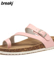 2023 New Women Summer Cork Slippers Casual Slip on Beach Outside Slides Flip Flops
