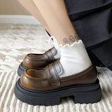 Loafers Woman 2024 British Style Thick Heels Oxfords Shoes Women Slip On College Gothic Shoes Mujer Vintage mary