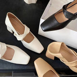 Women Pumps New Fall Women Shoes Square Toe Chunky Heel Ladies Dress Shoes Heels Retro Shoe for Pump