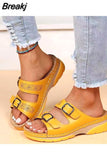 Women's Shoes on Sale 2023 Summer New Comfort Double Buckle Wedge Ladies Sandals Outdoor Beach Slippers Casual Slippers
