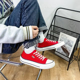 Women's Canvas Shoes 2024 Spring Lace Up Round Toe Causal Flat Shoes Student Sneakers Girls Skateboard Vulcanized Tennis