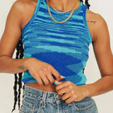 Knit Crop Top Women Sleeveless Y2K Tank Top Basic T Shirts Casual Bodycon Vest Vintage Green