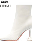 Winter New Women Ankle Boots High Quality Soft Leather Ladies Eelgant Short Boots 10.5CM High Heel Pumps Shoes