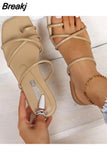Women Slingback Sandals 2023 New Women's Shoes Summer Flats Casual Flip Flops Shallow Female Slides Open-toe