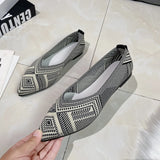 Toe Flat Shoes Women Knitted Slip on Shoes Casual Breathable Ballet Flats Women Loafers Comfort Ladies
