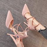 Women's Dress Classy High Heels Women 2023 Spring and Autumn New Pointed Toe Stiletto Sandals Buckle Strap Internet Hot