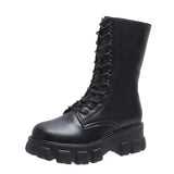 New Women Casual Boots Fashion Warm Boots Top Quality Pu Leather Platform Military Boots Size 35-43