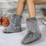 Size 2025 Autumn And Winter New Lady's Mid-Clinity Fashion Boots Lattice Boots Warmed Round