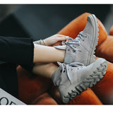 Autumn winter canvas shoes British style Martin boots women's lace-up thick-soled flip-up women's
