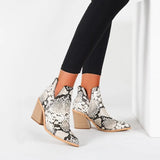 Winter Casual Western Cowboy Ankle Boots Women Snake Cowgirl Booties Short Cossacks Botas High Heels Shoes plus size