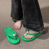 Summer Soft Pearl Flip Flops Women Eva Clip Toe Non Slip Beach Slippers Woman 2023 Cute Platform Slides Sandals