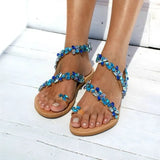 Sandals Women Shoes Rhinestones Chains Thong Gladiator Flat Sandals Crystal Chaussure Plus