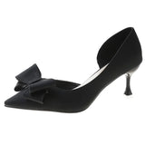 Spring New Women High Heels Fashion Pointed Toe Bowknot Heels Shoes Summer Elegant Slip-On Sexy Thin Heel Party Woman