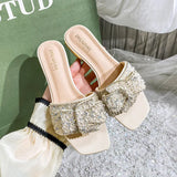 Diamond Slippers Women Wear 2024 New Summer Flip-Flops Fairy Style Sandals One-Word Flip-Flops Large