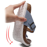 2023 New Summer Women Beach Flip Flops Casual Men Nubuck Leather Non-slip Cork Slippers Slides