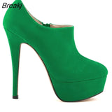 Flock Ultra High Heels Platform Pumps Black Sexy Stiletto Shoes Round Toe Spring Autumn Women's Boots