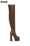 Chunky Heeled Women Motorcycle Boots 2023 Winter Fashion Comfy Stretch Boots Great Quality Over The Knee-high