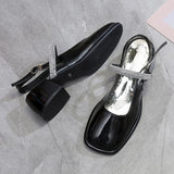 Shoes Buckle Strap Med High Heel Sandal for Women Square Toe Espadrilles Platform All-Match Suit Female Beige Medium