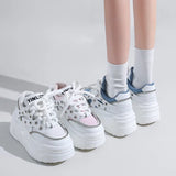 Breakj Sole Small White Shoes Female 2024 Autumn New Fashion Rivets Small Show Thin Loose Cake Shoes Lace Casual Sports