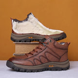 New Men Waterproof Ankle Boots Winter Warm Plush Snow Outdoor Sneaker Work Male Rubber
