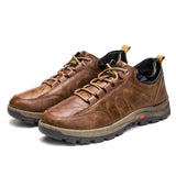 Hiking Shoes for Men New Casual Outdoor Hiking Shoes Winter Fleece Warm Men's Cotton Shoes Loafers Retro Leather