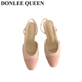 Elegant Mixed Color Slingback Sandals Women Elastic Band Back Strap Flat Ballet New Design Shoes Brand Mule Office