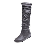 New Women's Thigh High Boots Fashion Plus Size Pionted Toe Wrinkle Flat Knee High Knight Boots for Women Botas De