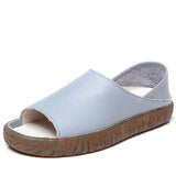 Genuine Cow Leather Women Flat Sandals Summer Flats Shoes Comfortable Soft Bottom Open Toe Gladiator Sandals For