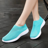 Women Slip-On Summer Women Shoes Elastic Bottom Platform Shoes Mesh Breathable Women's Sneakers Comfy Tenis