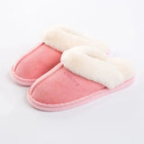 Plus Size Couple Fur Slippers for Women Non Slip Thick Plush Home Slipper Female Flat Heel Keep Warm Cotton Shoes