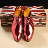 Leather Men Wedding Shoes Gold Blue Red White Oxfords Shoes Designer Pointed Toe Dress Shoes Big Size