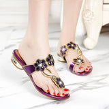 Women's Diamond Slippers Wear The New Summer Fashion Flat-Bottomed Flip-Flops Comfortable Sandals Anti-Skid