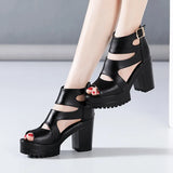 Thick-Heeled Roman Sandals Women's 2023 Summer New Thick-Soled Waterproof Platform Fashion All-Purpose Fish Mouth Size