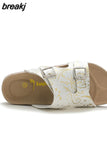 2023 New Summer Women Beach Cork Slippers Casual Buckle Clogs Outside Non-slip Water Slides