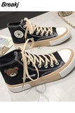 Spring Summer Fashion Bear Women Canvas Shoes High-top Canvas Shoes Lace Up Casual Sneakers Female Off White Shoes
