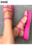 Women Summer Square Toe Ankle Strap Platform Wedges Ladies Shoes Casual Non-slip Rome Gladiator Female Sandal Woman
